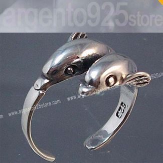 ANELLO DITA PIEDI Argento 925 - DOPPIO DELFINO Regolabile ab