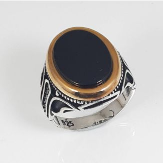 Anello Uomo in Argento 925 con pietra nera crystal DUKE bv