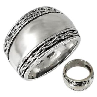Anello Donna Fascia Larga Lavorata 15 mm argento 925  ORIENT Jesus af