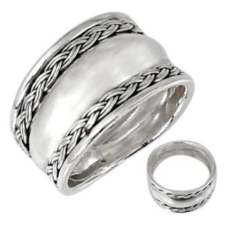 Anello Donna Fascia Larga Lavorata 14 mm in argento 925  ORIENT Jesus ah