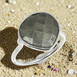 Anello donna in Argento 925 con pietra Pirite a cuore ea
