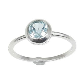 Anello Donna in Argento 925 con Topazio azzurro sfaccettato aq