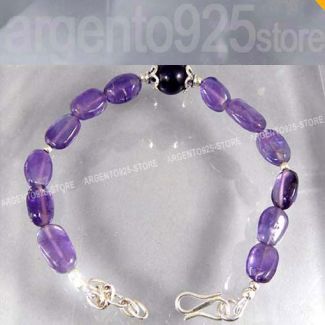 BRACCIALETTO regolabile con AMETISTA e Argento 925 am