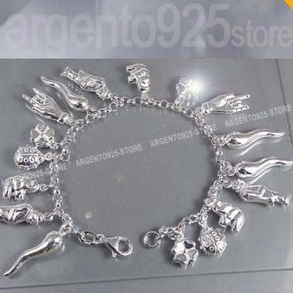 BRACCIALE regol CHARMS SCACCIA MALOCCHIO Argento 925 fc