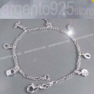 BRACCIALE regolabile MULTI CHARMS Argento 925 fo
