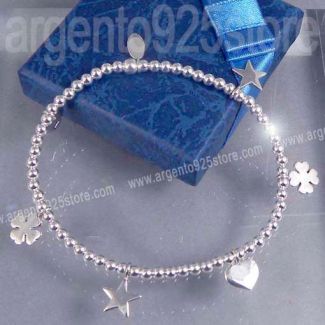 Bracciale Donna Argento 925 - Charms LUCKY LOVE STARS aa