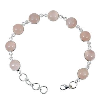 Bracciale regolabile con Quarzo Rosa e Argento 925 aa