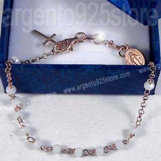 Bracciale ROSARIO in Argento 925  e Swarovski Elements - CROCE MADONNA charms aa