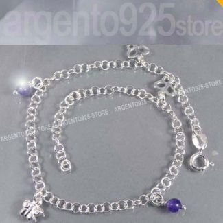 CAVIGLIERA regolabile FARFALLA AMETISTA Argento 925 ab