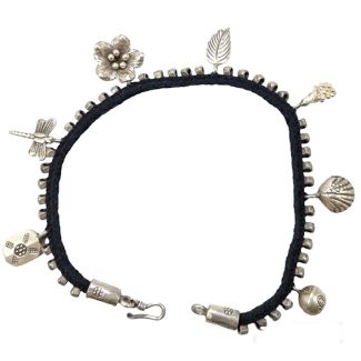 Cavigliera Etnica con Sonaglio e Charms Argento 925 ab