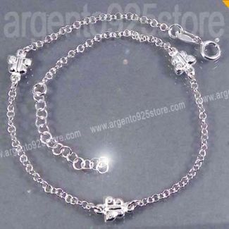 CAVIGLIERA regolabile tre FARFALLE Argento 925 aa
