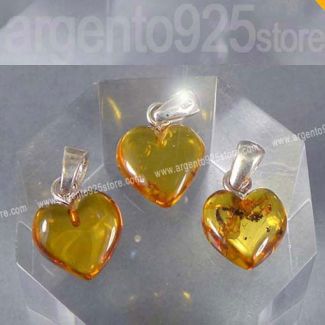 CIONDOLO AMBRA CUORE Argento 925 an