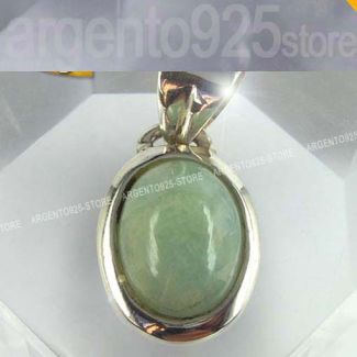 CIONDOLO OVALE con AVVENTURINA Argento 925 aa