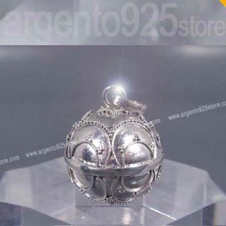 CIONDOLO CHIAMA ANGELI dm 18 mm ETNIK intarsiato Argento 925 dd