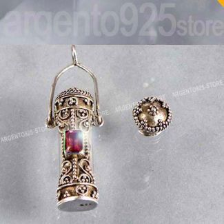 CIONDOLO Porta Profumo ETNICO Bali con GRANATO argento 925 av