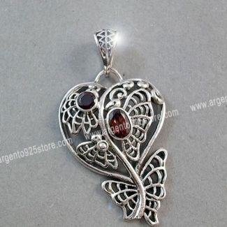 Ciondolo Argento 925 con GRANATO - LOVE FLOWER ag