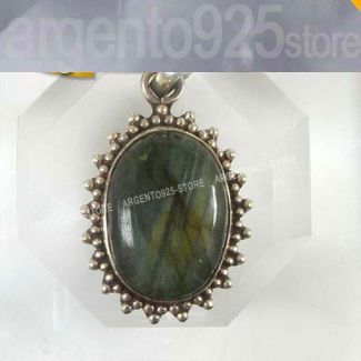 CIONDOLO ovale LABRADORITE e argento 925 af