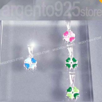 CIONDOLO QUADRIFOGLIO Portafortuna argento 925 ag