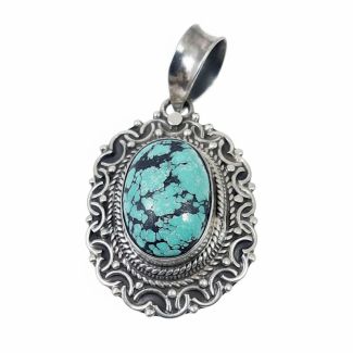 Ciondolo in Argento 925 con Turchese ETNICO Tibetano ah