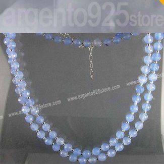 COLLANA lunga ROSARIO con AGATA Argento 925 - regolabile 76-88 cm ac