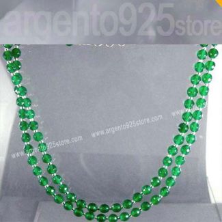 COLLANA lunga ROSARIO con AGATA Argento 925 - regolabile 76-88 cm ae