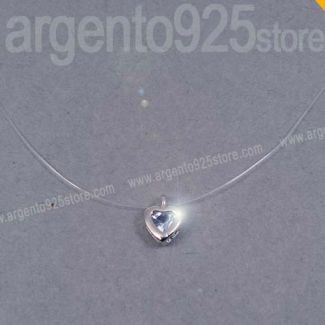 Collana Girocollo in Argento 925 GHOST Cuore Acquamarina zirc. Punto Luce ab