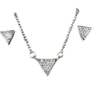 Parure Donna Collana Girocollo e Orecchini Argento 925 Brillanti Zirconi ah