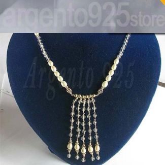 COLLANA Girocol CRISTALLO di ROCCA PERLE Argento 925 ab