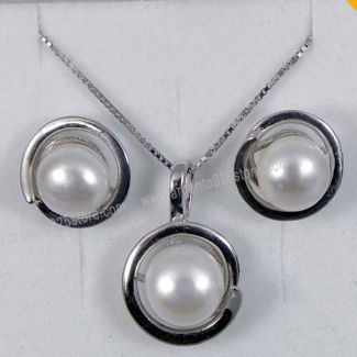 Parure Collana e Orecchini Argento 925 Perle bianche - ESSENTIAL Spiral ae
