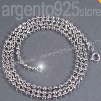 Collana lunga in Argento 925 - Sfere DIAMANTATE dm 2,5 mm - aa