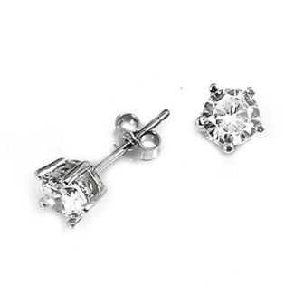 Orecchini Uomo Donna Argento 925 Brillantino Diamante dm 4 mm PUNTO LUCE af
