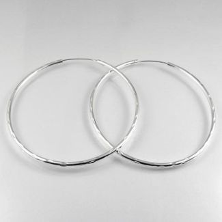 Orecchini cerchio Donna Grandi 60 mm Intarsiati Argento 925 lav. Artigianale aa