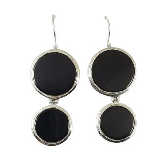 Orecchini donna pendenti Onice Nera Argento 925 Gemini  bb