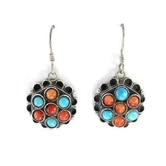 Orecchini Donna pendenti Turchese Corniola Etnico Tibetano Argento 925 ax