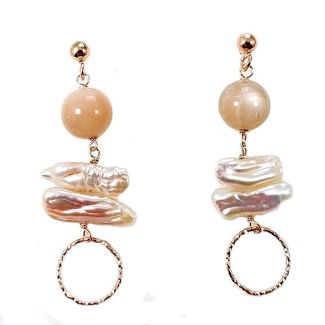Orecchini pendenti con Pietra Lunare Perle Madreperla Argento 925 bc