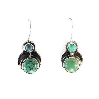 Orecchini Donna pendenti Turchese Etnico Tibetano Argento 925 ak
