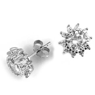 Orecchini Donna Argento 925 Brillantino Diamante Strass Sun PUNTO LUCE ag